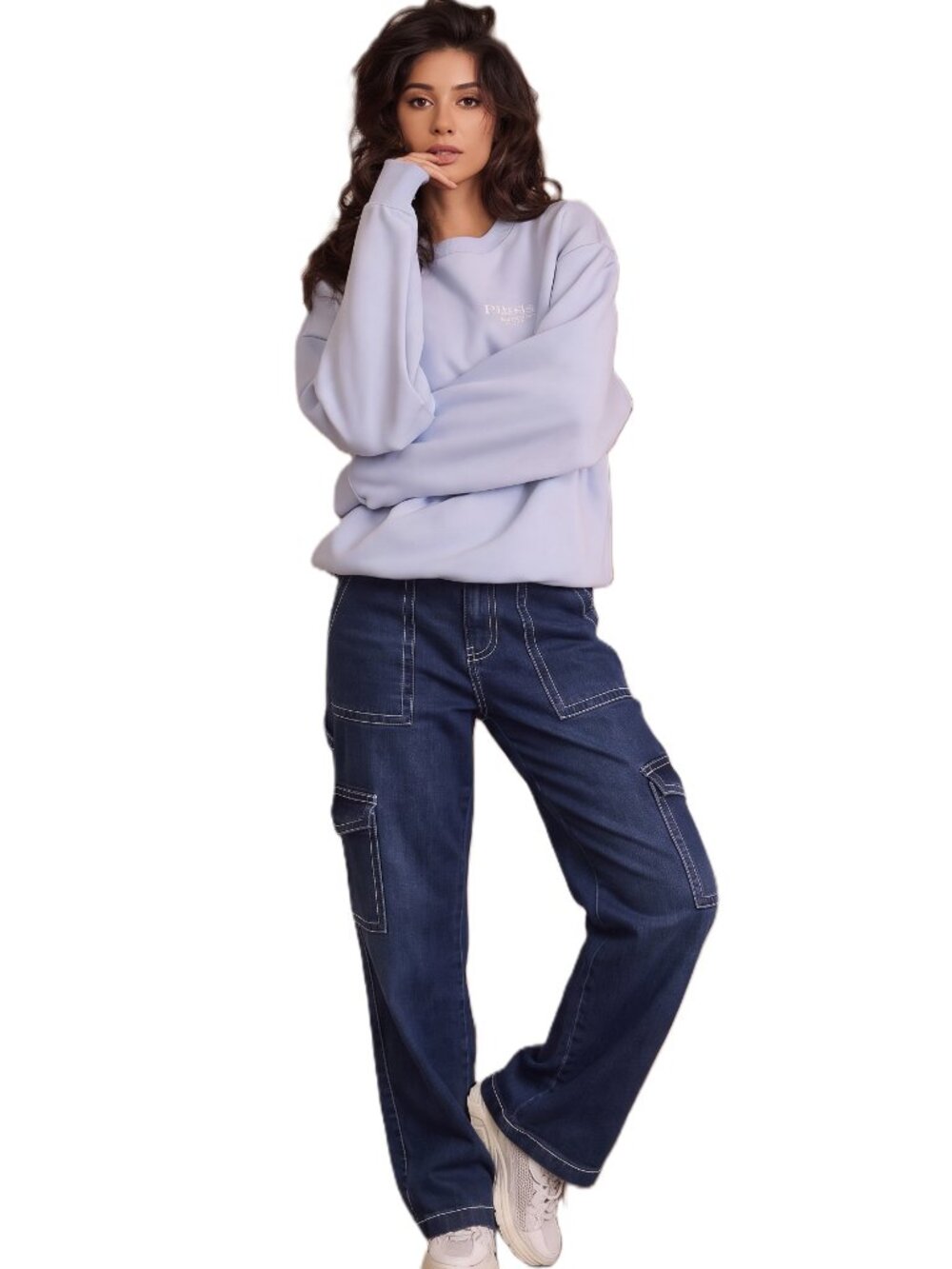 Almost Famous Blue Vintage Y2K Wide Cargo Pants Woman's Size Small